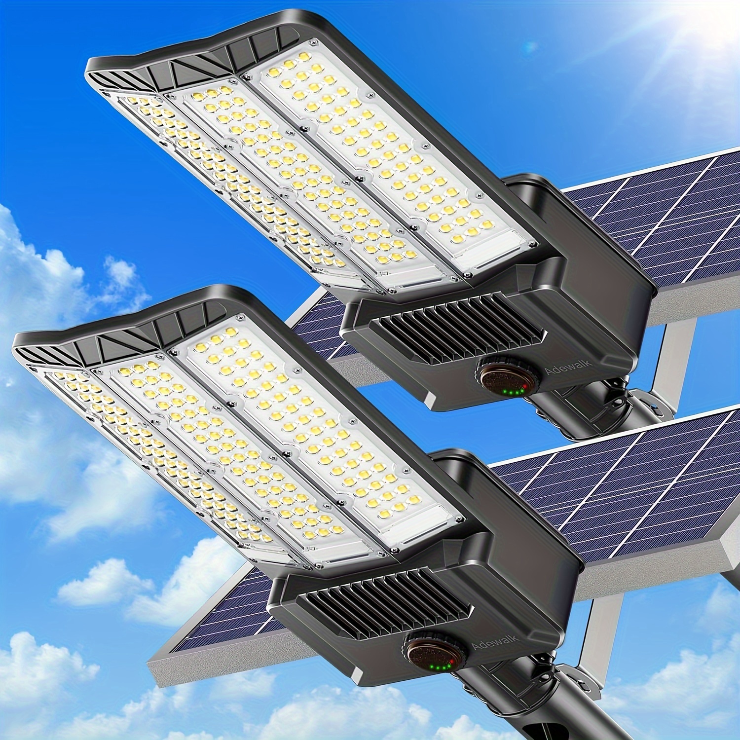 

Adewalk 2 Pack 5000w Solar Street Light, Commercial Grade Solar Street Lights Outdoor , Solar Lights Outdoor With Motion Sensor And Remote Control, Solar Lights For Yard, Country