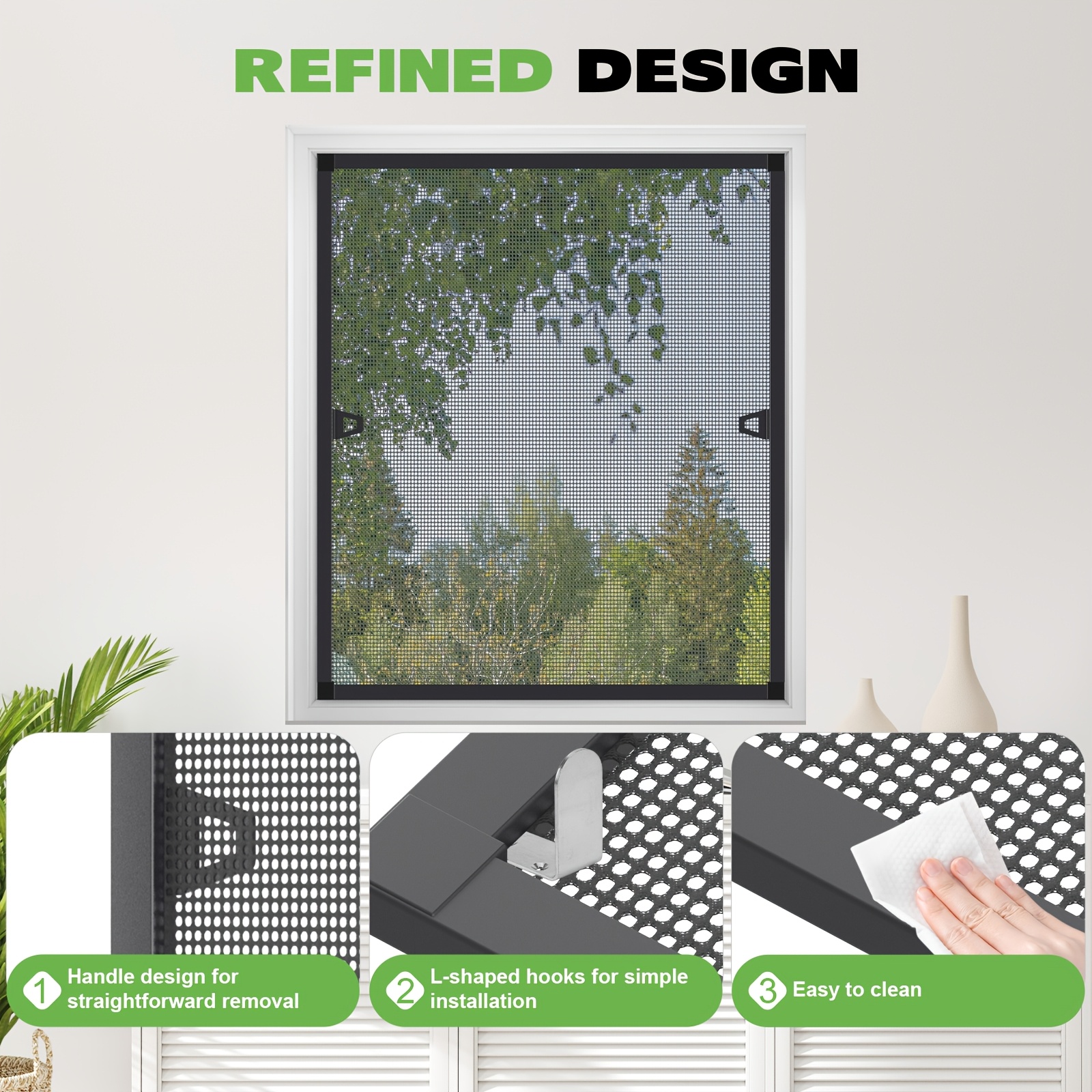 Insect Screen With Invisible Aluminum Frame, Fly Screen For Windows, Suitable For Living Room, Balcony & Room, , Durable & Flexible In Size