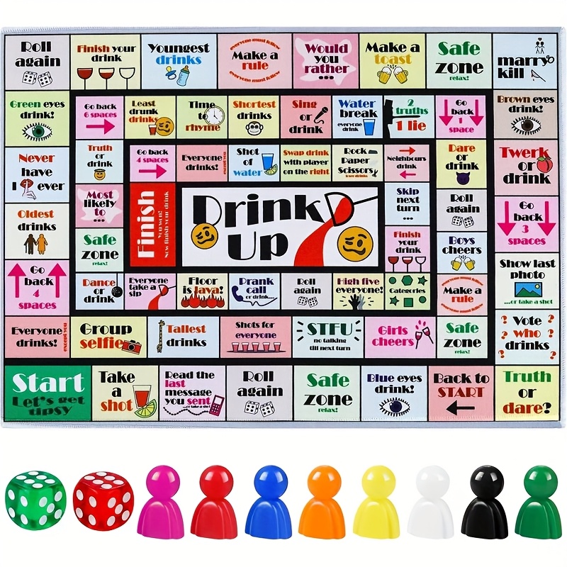 Drinking Board Games for Adults, Mat Drinking Board Game, Funny Party Interactive Drinking Games for Game Night, Birthday, Family Play or Any Occasion, Age21+, 2-8 Players