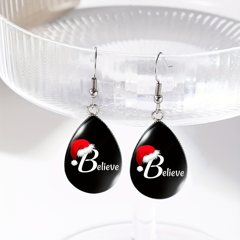 TEMU 1 Pair Tear Drop Earring Handmade Glass Dome Dangle Earrings Jewelry