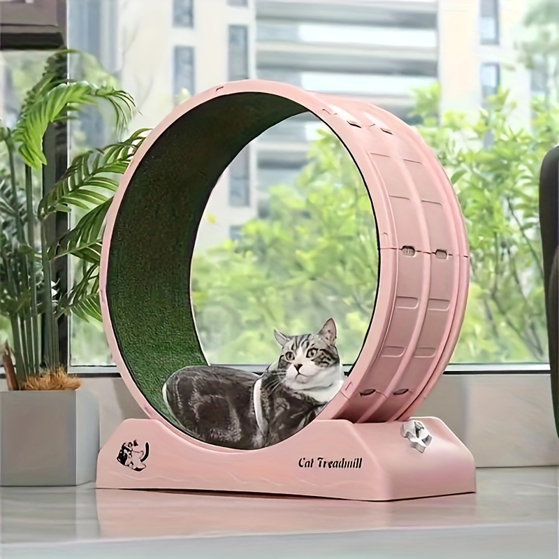 1pc     carpeted indoor cat running wheel with locking system treadmill exerciser for   fitness and agility suitable for most breeds easy assembly space saving design