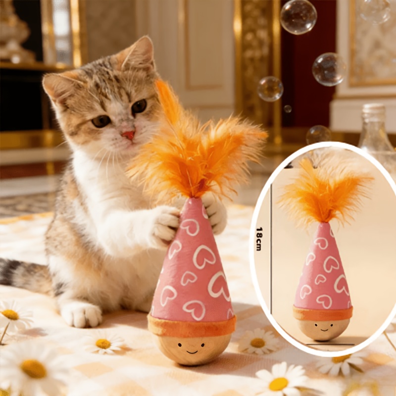 TEMU 【明るい羽根付き/羽根なし】スイング猫用おもちゃ - 自己遊びのための揺れ動くデザイン、耐久性のあるナイロン製でハンターにもおすすめ、子猫や大人猫へのクリスマスプレゼントに最適（選ばれたスタイルではな色）、電池不要