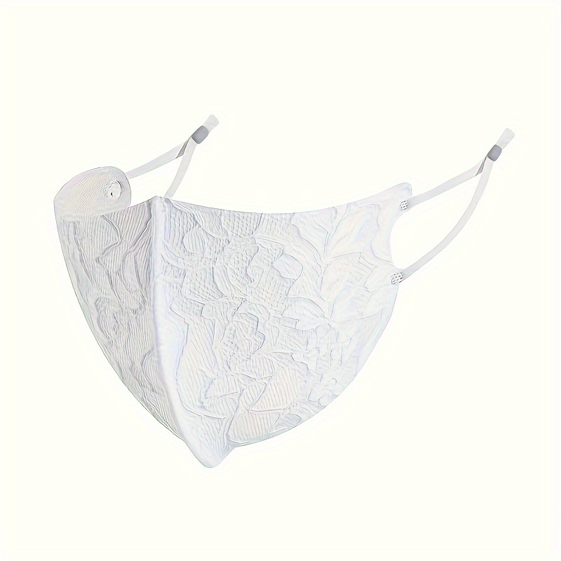 Thin Breathable Lace Face Mask Solid Color Casual Neck - Temu