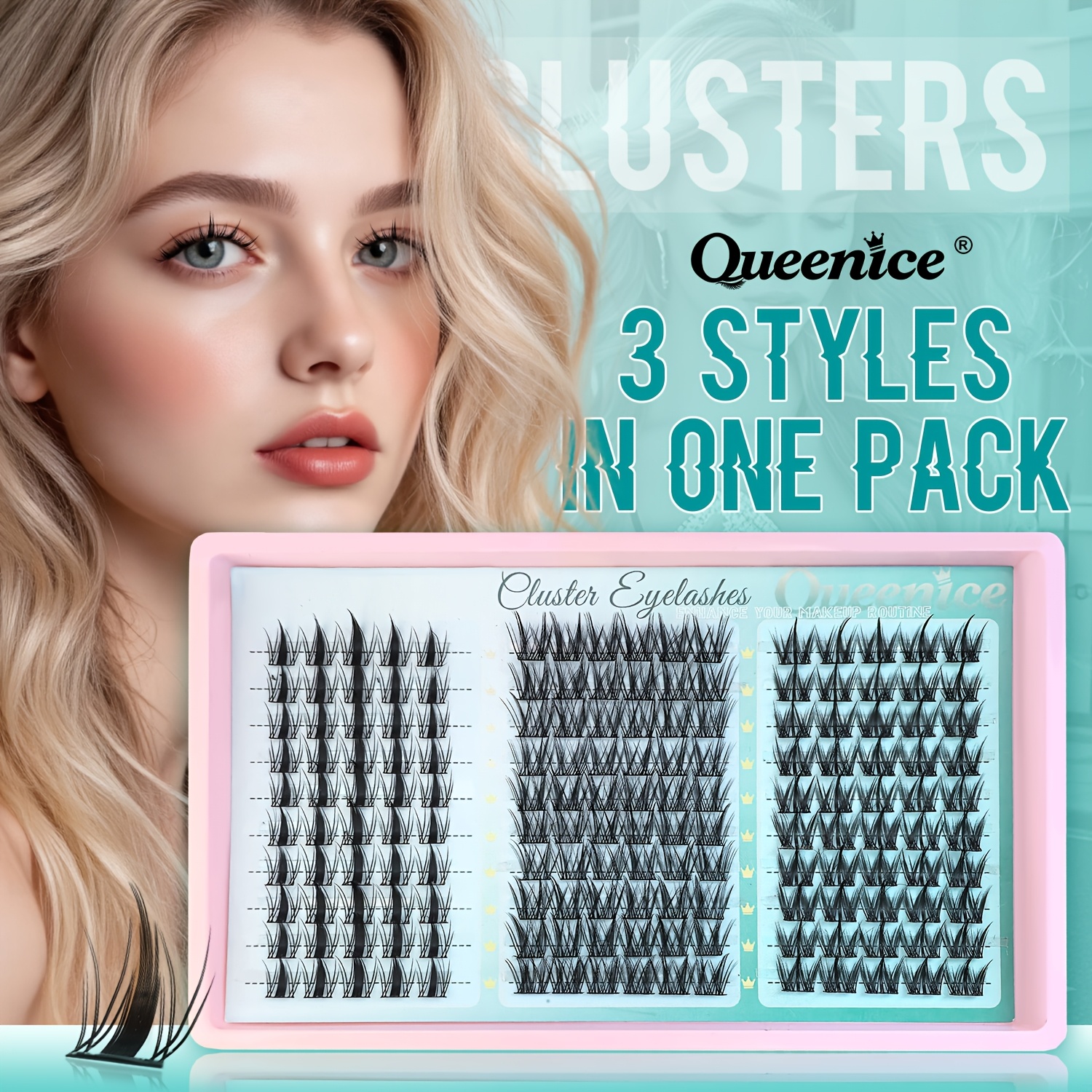 Queenice 160/800pcs Cluster Eyelashes | With 3 Styles (comic, Puppy-, Mouse-), Designed To Enhance , Natural And Fashionable , Reusable, Spacious Storage, Convenient, User-friendly, Ideal For Events