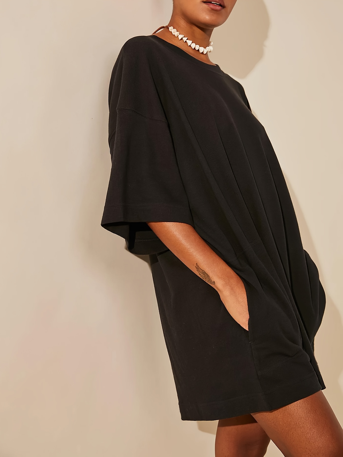 white christmas dresses Oversized Shirt Dress in White main image 1