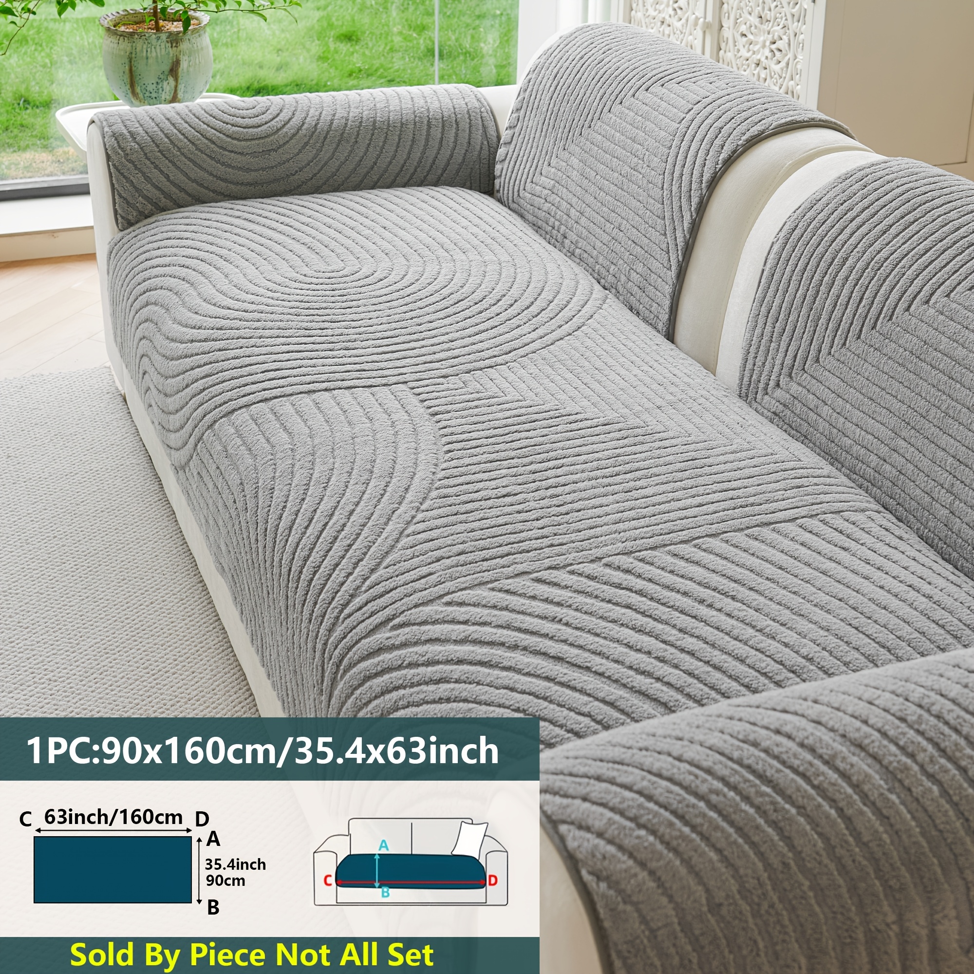 Image of 1pc Modern Soft Velvet Sofa Cover, Plush Solid Jacquard Seat Cover, Seat Cushion, Anti-scratch, Pet-friendly, Machine Washable Material, Easy Style With Non-slip Backing For All Sofas And Sizes