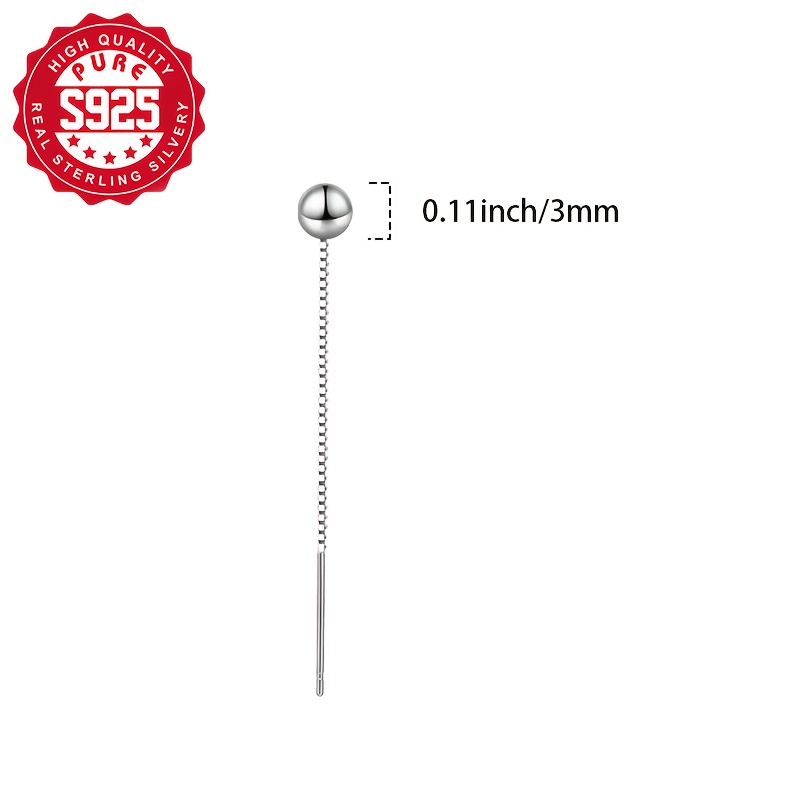 Image of A Pair, S925 Silver, Small Bead Ear Line, Multiple Specifications, Tassel-shaped, Temperament Fashion, Elegant, Suitable For , Popular Additions, Ear Hole Maintenance, Daily Versatile, Low Allergy