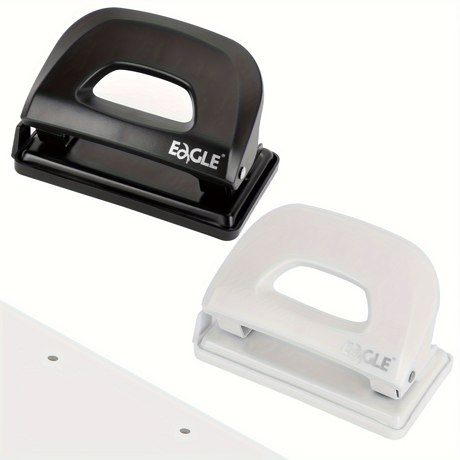 

2-hole Desktop Punch, Plastic Dual Puncher With And Easy-clean Waste Tray, 12 Sheet Capacity For Home And Office Use