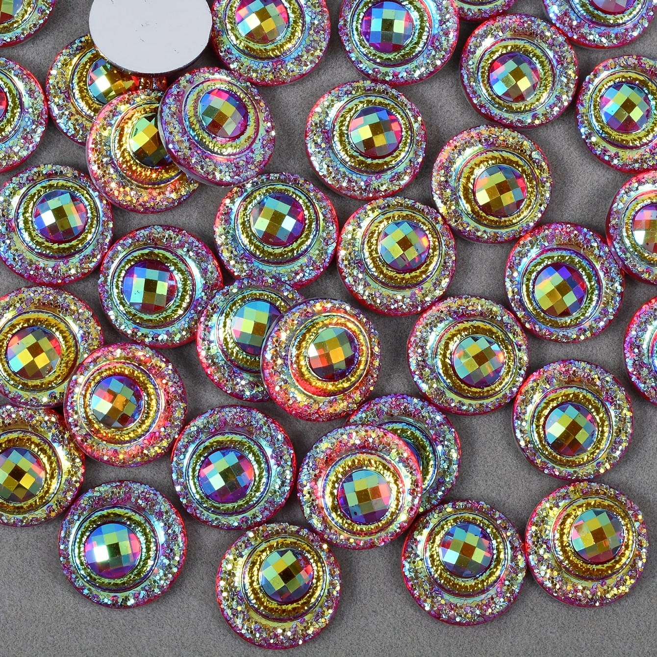 50pcs Iridescent AB Resin Rhinestones for DIY Crafts