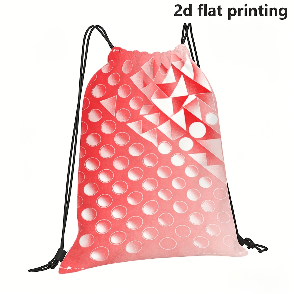 1pc red and white geometric and polka dot drawstring pouch hiking fitness outdoor travel outdoor office party training travel vacation