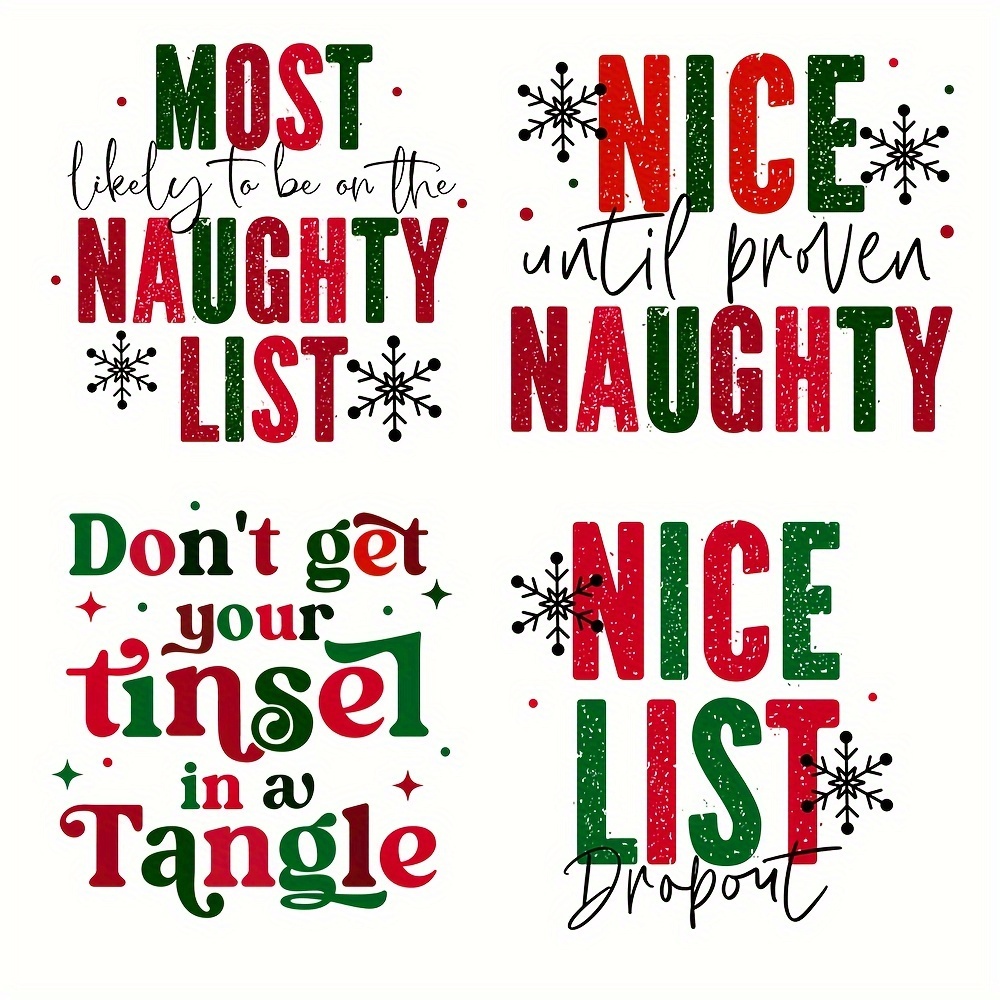 

6pcs Christmas Heat Transfer Stickers - Washable, Ready-to-press Decals For T-shirts, Masks, Jeans & Backpacks