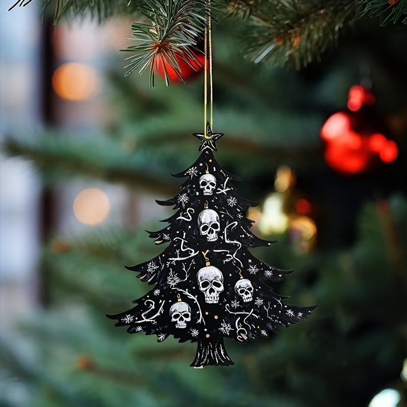 

1pc Acrylic Black Christmas Tree Ornament With White , Hanging Decoration For Pendant And Keychain Accessory