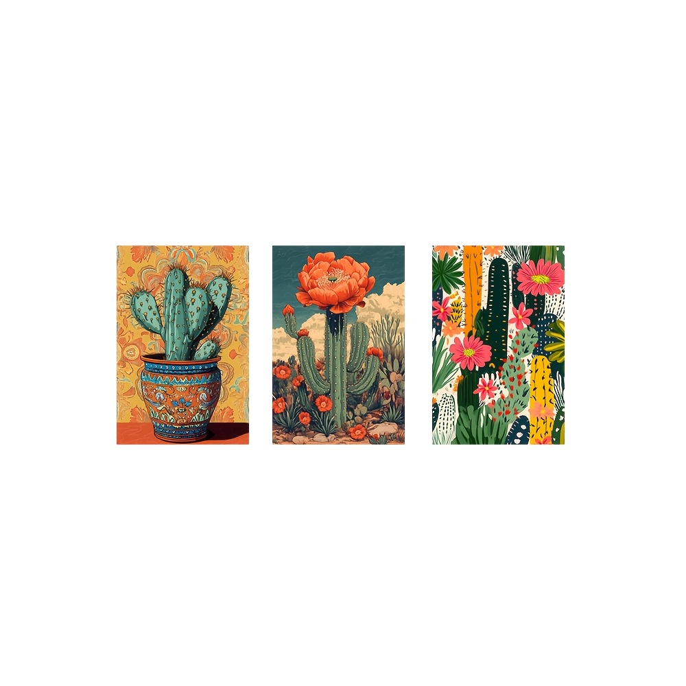 3pcs boho style frameless canvas wall art set vintage - Temu