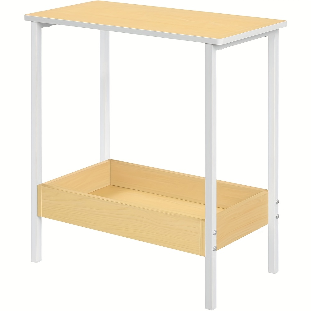 Image of 1pc Side Table, Entrance Table With Storage Space, Coffee Table With 2 Shelves, Living Room Table, Small Sofa Table With Wooden Effect, Suitable For Living Room, Study And Entrance, 50x55x25cm
