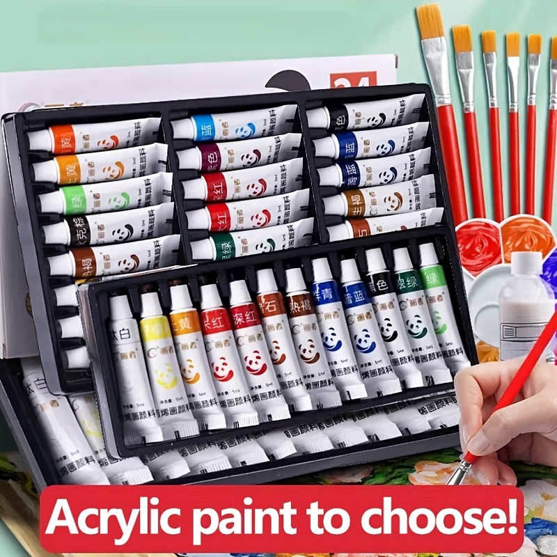 

Vibrant Acrylic Paint Set - 12/18/24 Colors, Non-fade, Multi- Art Pigments For Painting On Walls & Clothing, 5ml Tubes - Ideal For Artists & Crafters