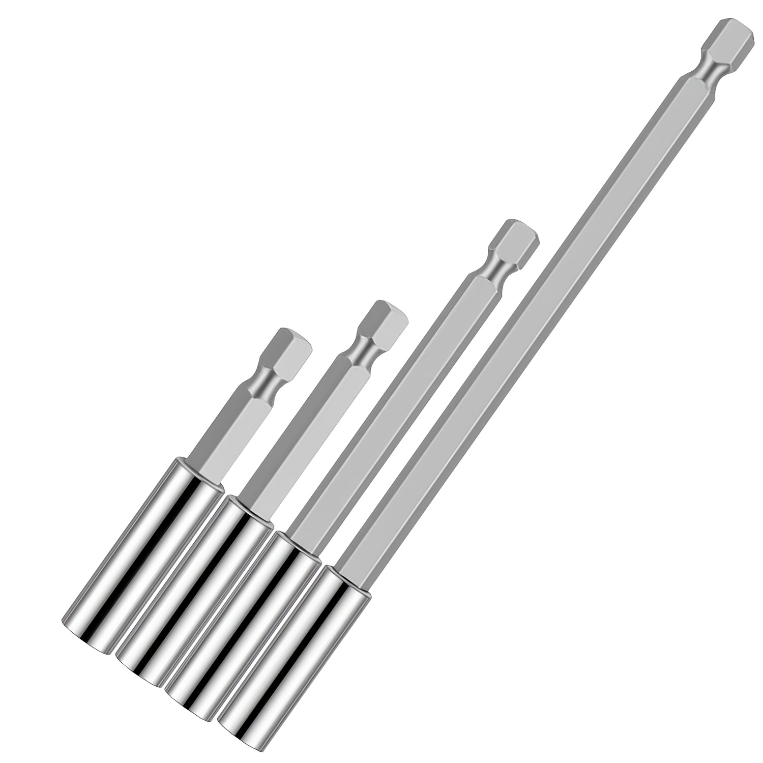 TEMU Set Of 4 Quick Extension Rods For Drill Bits, Featuring A Magnetic Screwdriver Bit Holder Release, An Driver Bit Set, And A Bar Socket Adapter,