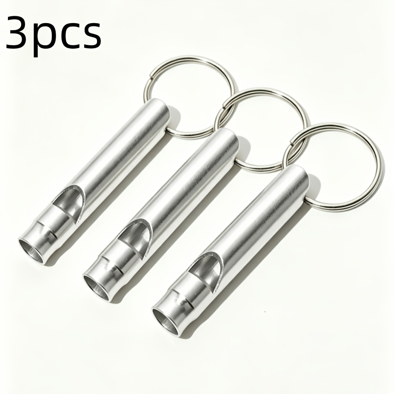 TEMU [3-pack] Mini Aluminum Alloy Whistles - Ideal Keychain For Outdoor Emergencies, Camping, Hunting, And Dog Training
