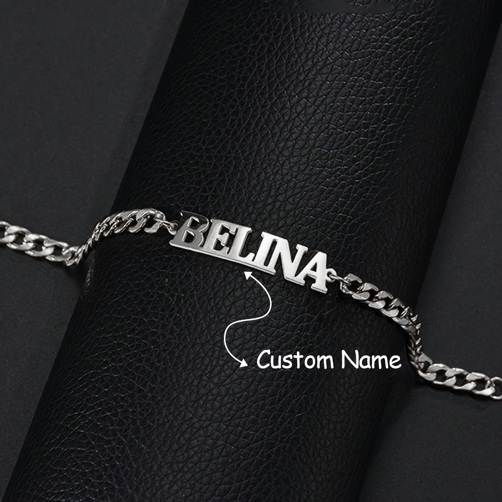 Women's Fashion Bracelet, Personalized English Name Bracelet, Customizable Text, Daily Wear 304 Stainless Steel Bracelet, Back-to-school, Graduation Season Gift For Her, Birthday Gift, Holiday Gift