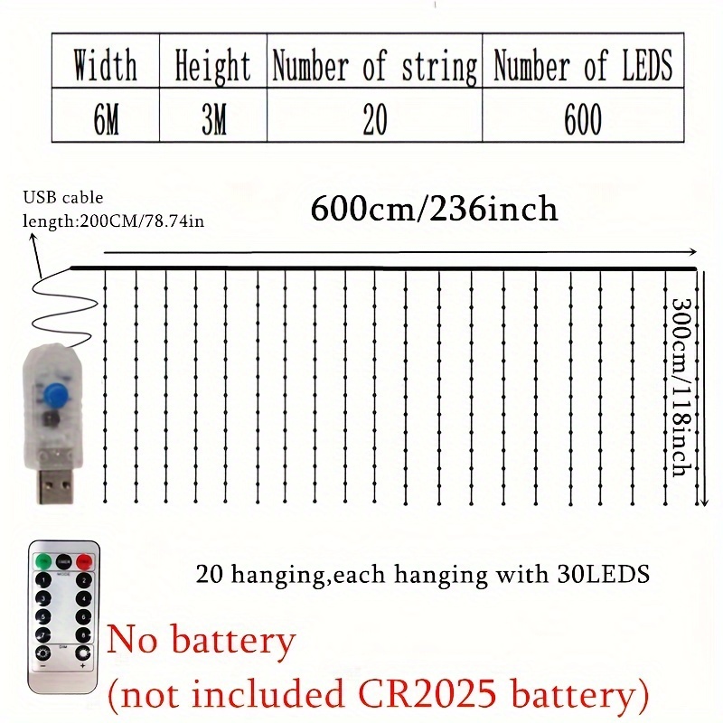 1pc 600 led     string     8   usb         and       for christmas halloween       decor and parties details 1