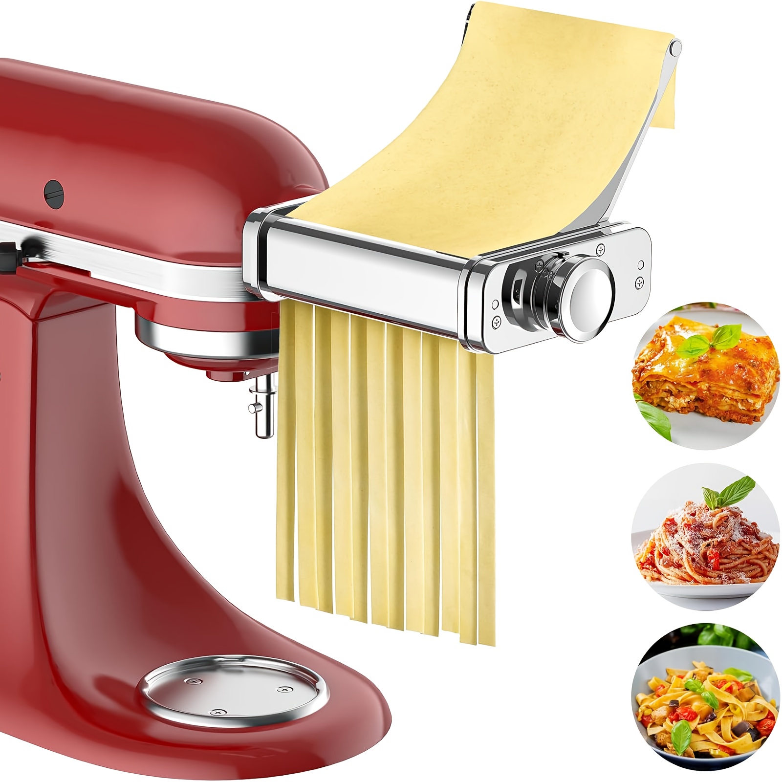 3in 1 Pasta Accessories For , Stainless Steel Pasta Attachment Set For Attachment, Cutter, Spaghetti Cutter & Pasta Processor
