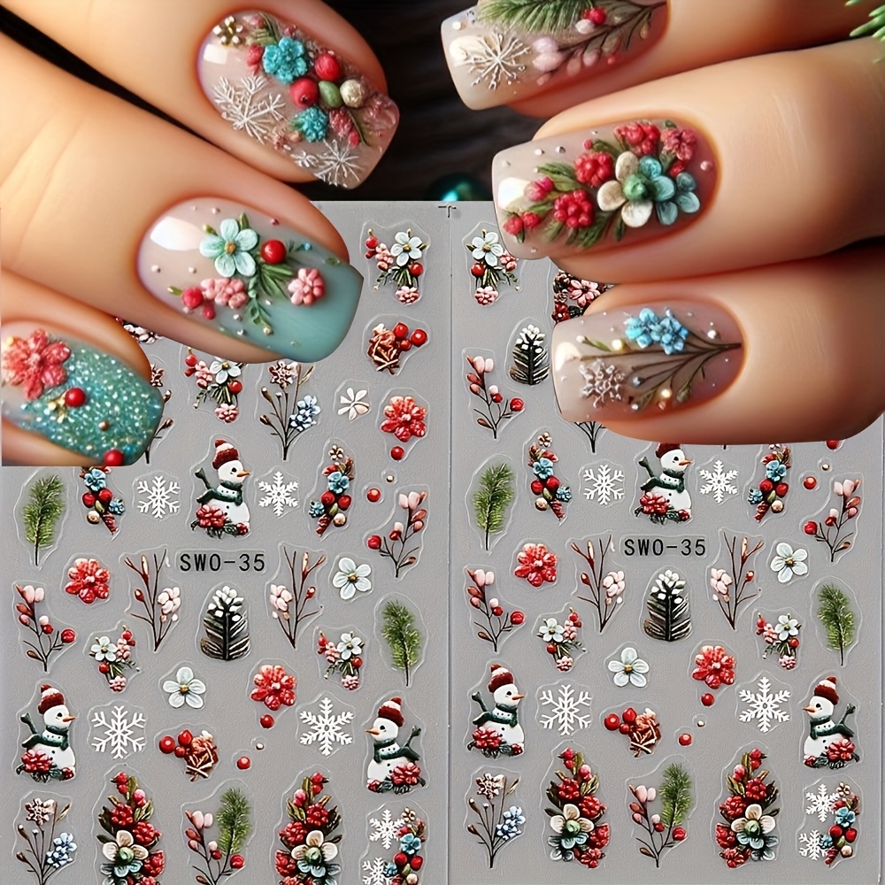 

Christmas Nail Stickers - Snowflakes And Santa Claus, Self-adhesive Matte, Suitable For Christmas Day To Decorate Your Nails With A Slow Christmas !