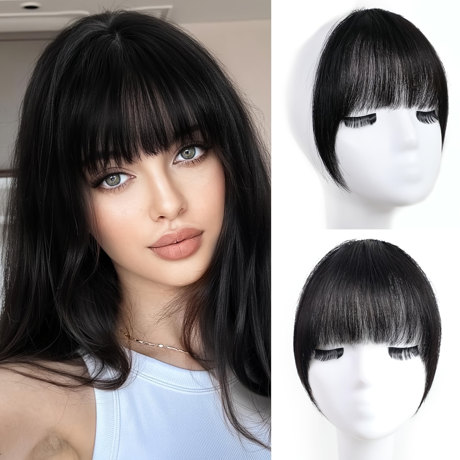 elegant french   in bangs with sideburns 100 human hair lightweight seamless for   for daily wear easy styling bangs clip human hair details 1