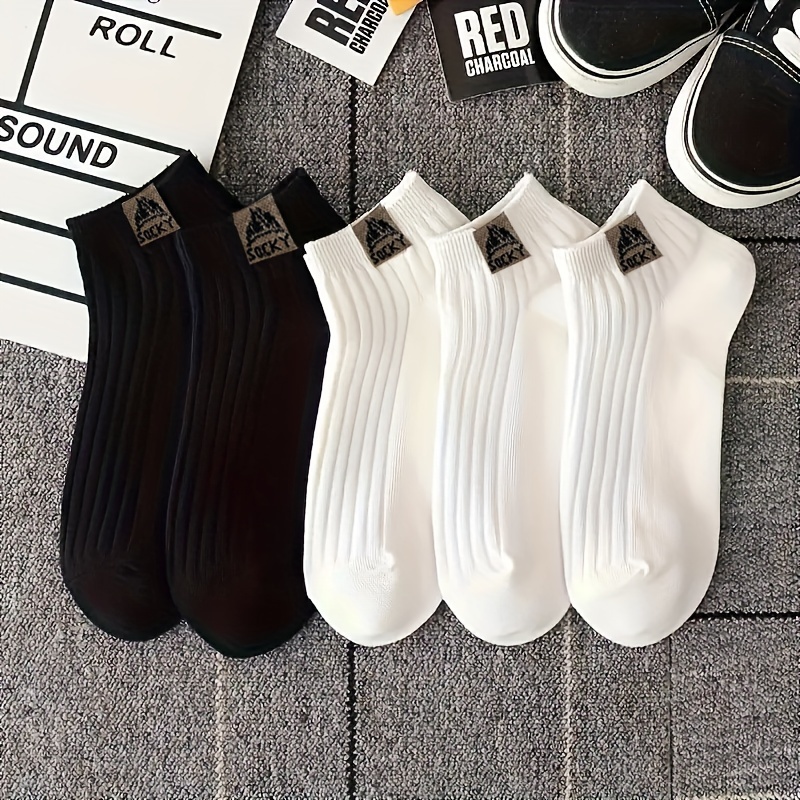 5 Pairs Women's Casual Socks, Unisex Simple Crew Socks, Comfy & Breathable Low Cut Ankle Socks, Women's Stockings & Hosiery