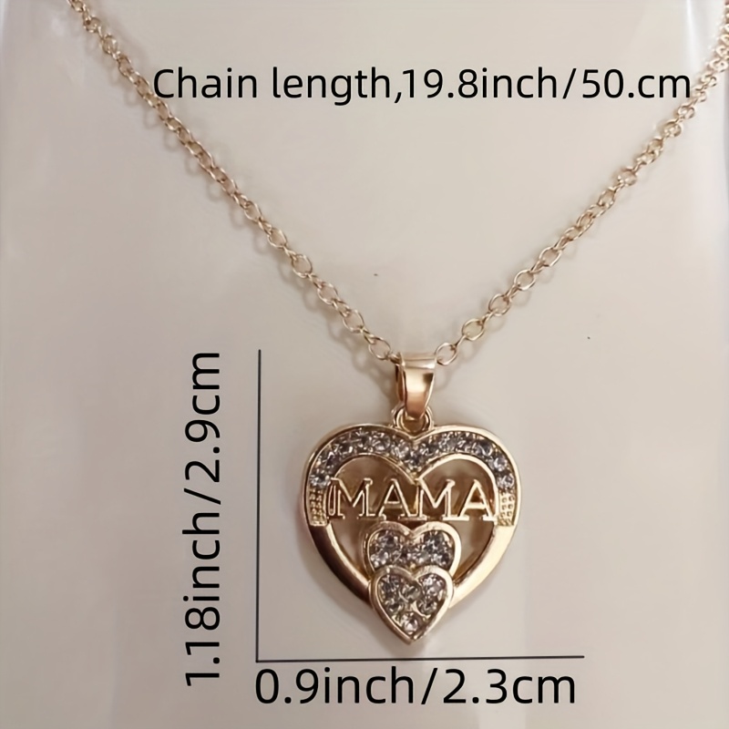 Double Heart Pendant Necklace with Mother Letters, Ideal Gift