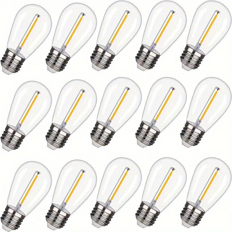 

15pcs S14 Replacement Led Light Bulbs With E26 Base, 1w 120v, 2700k Warm White Plastic S14 Replacement Led Light Bulbs - To 10w 2700k, Glass-free Shatterproof Led Light Bulbs