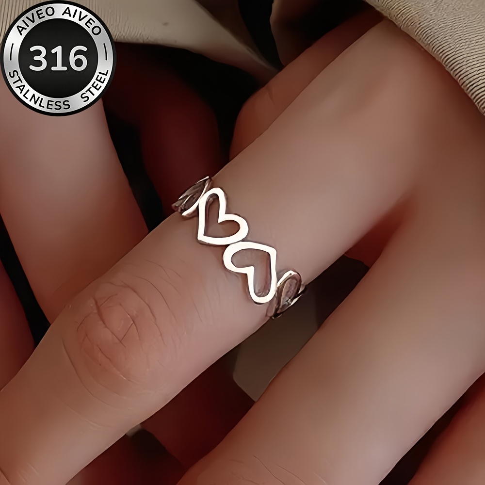 TEMU High-quality Stainless Steel Hypoallergenic , Anti-fading, Easy And Elegant, Suitable For Daily Wear Or Parties, Fashionable Women's Rings,