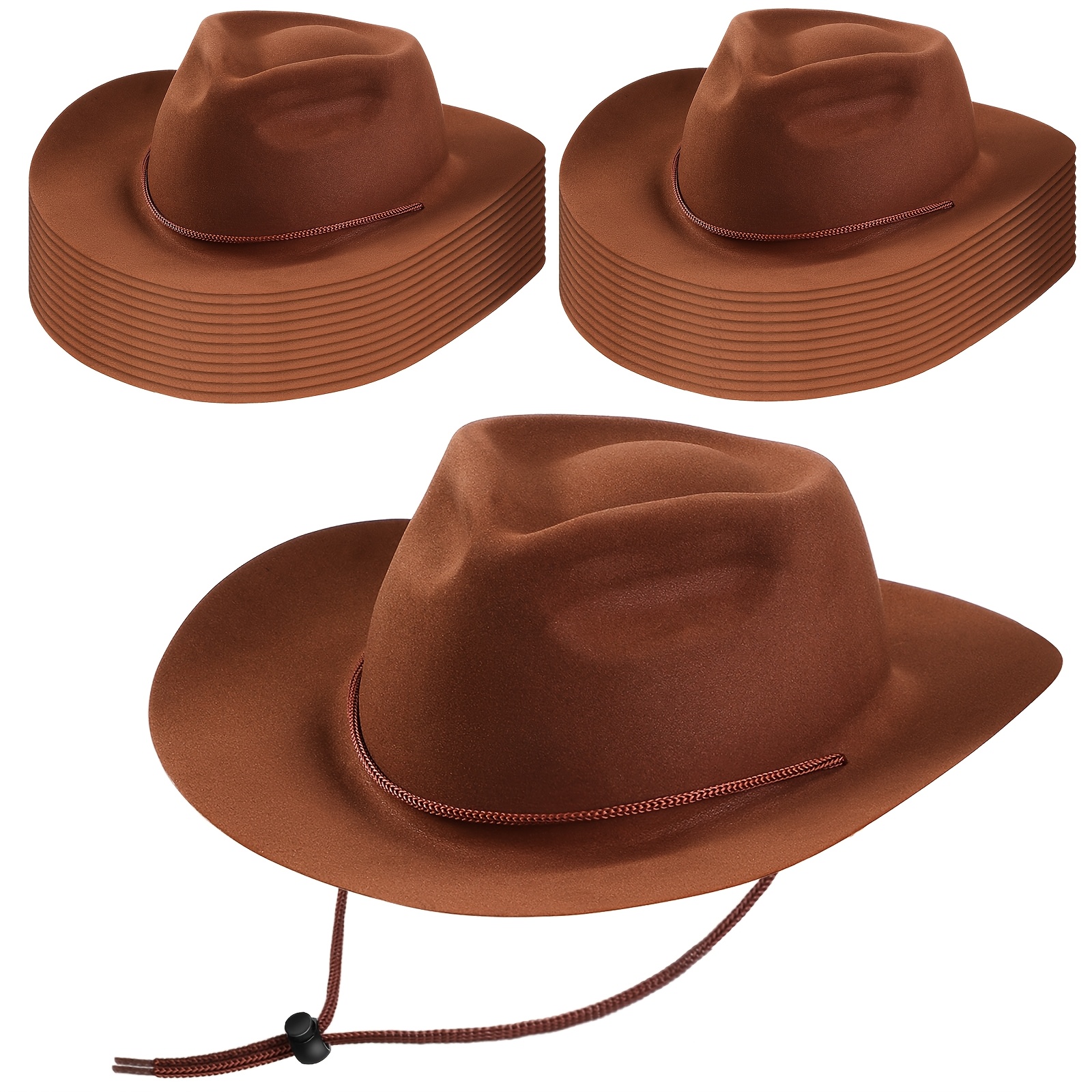 24pcs disposable plastic western cowboy hat set felt wide - Temu display picture 3