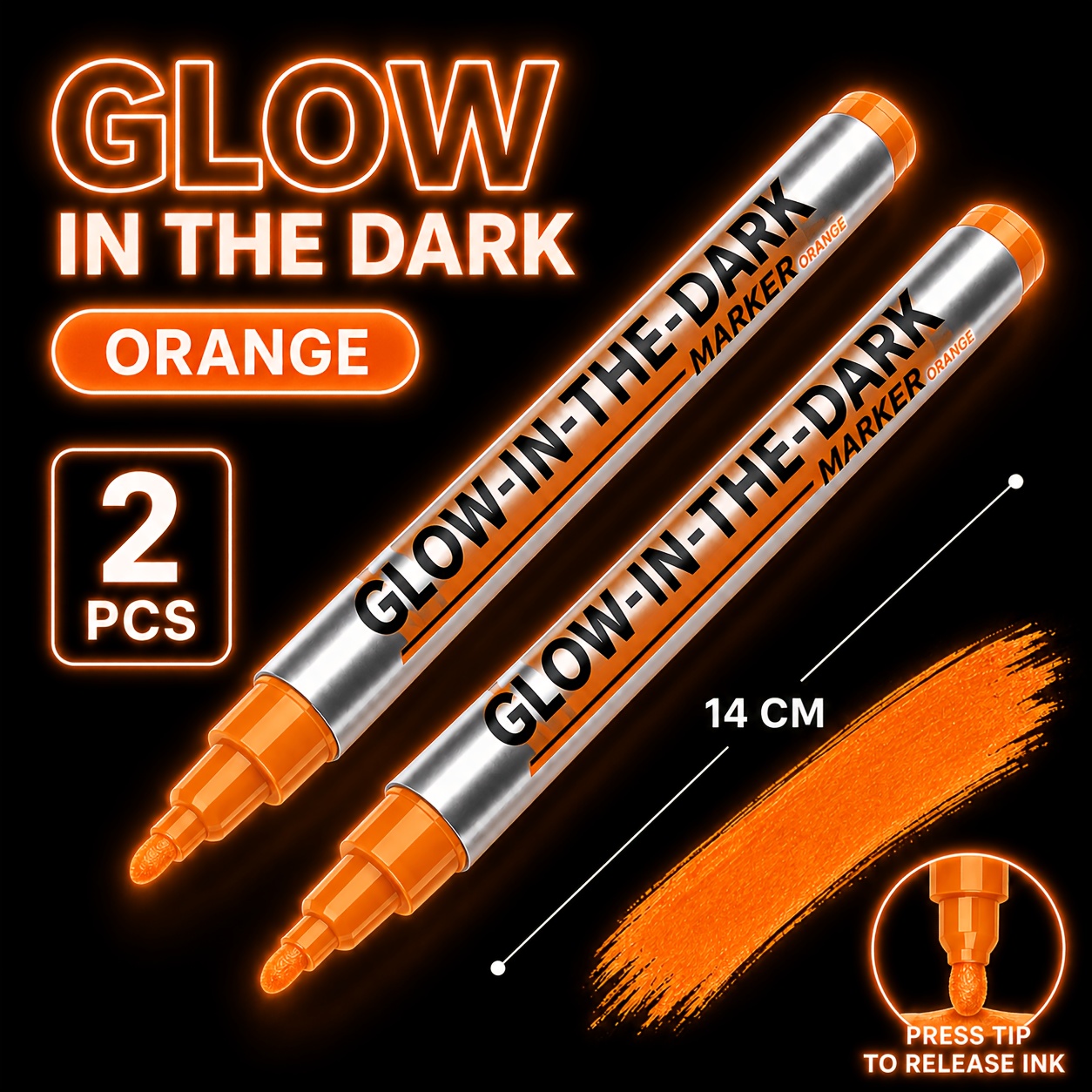 TEMU Lot de 2 stylos fluorescents graffiti phosphorescents, stylos phosphorescents - 8 couleurs disponibles, parfaits pour chaussures tendance,