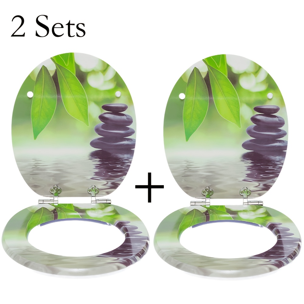More ! Sinobath High-quality Toilet Seat With Mechanism, Mdf , And Pvc Coating (green Leaves)
