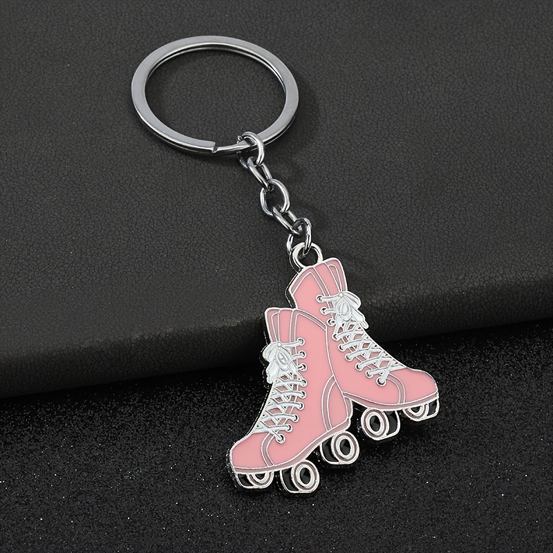 TEMU Llavero de patines de ruedas para pareja, aleación de con acabado pintado, accesorio para llaves