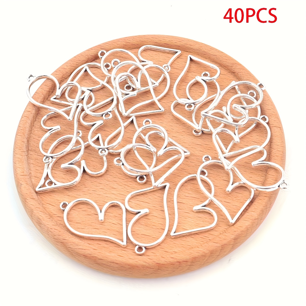 TEMU 40 Heart-shaped Border Pendants, Gift, Hollow Heart Epoxy Resin Mold, Epoxy Resin Mold For Earrings And Necklace Pendants, Suitable For Making
