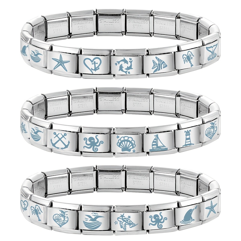 Exquisite Blue Pattern Embossed Ocean Elements Ring