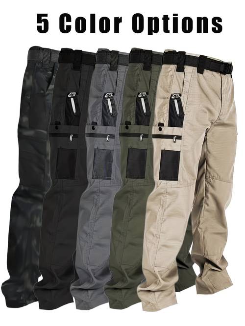 mens cargo pants quick dry lightweight multi regular fit for hiking camping belt not included hiking pants rugged style scratch resistant material utility trousers