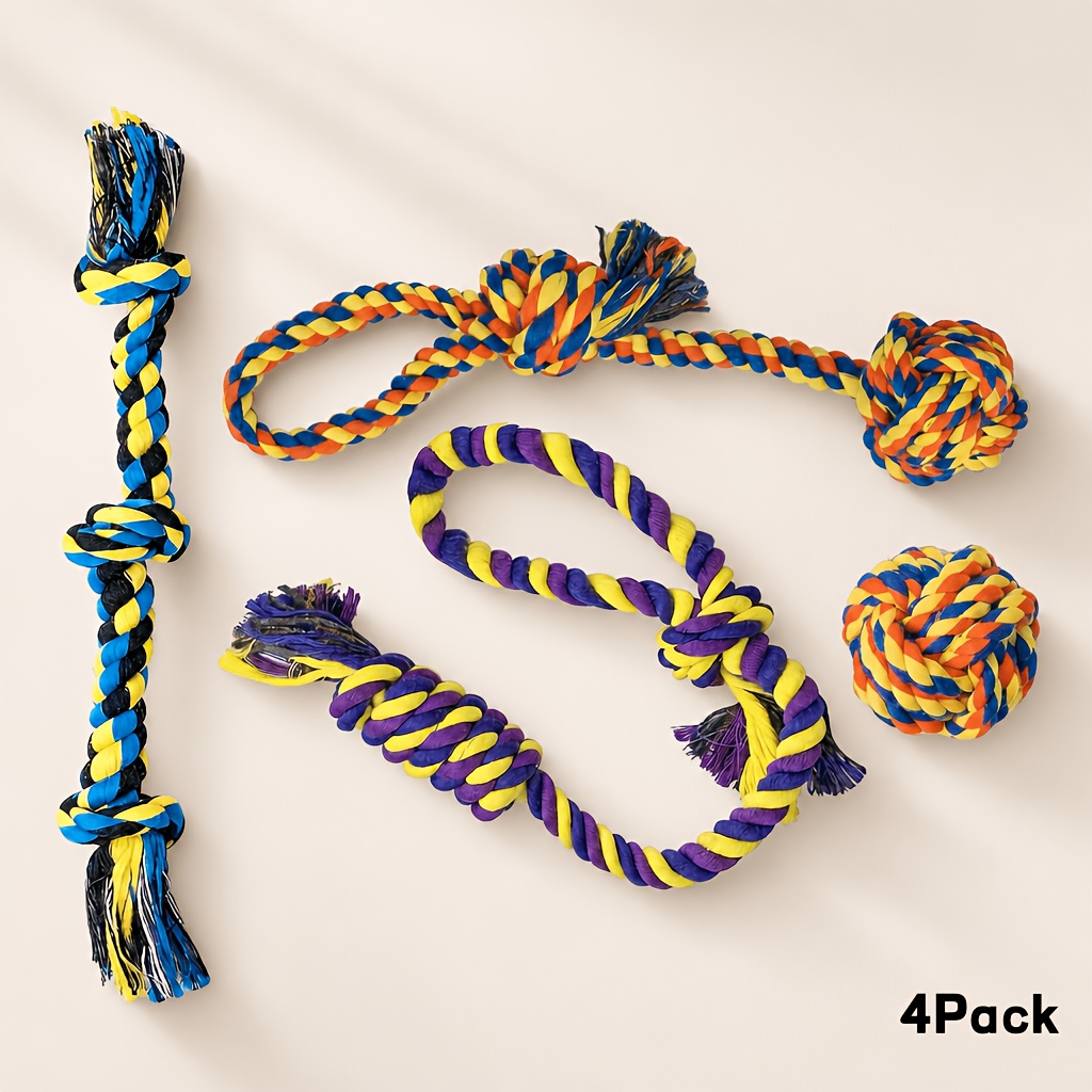 TEMU Dog Toys For Aggressive Chewers 4/8/12 Pack, Indestructible Tug Of For Small, Medium, Large Dog Breeds, Teeth Cleaning Chew Toys Pet Interactive