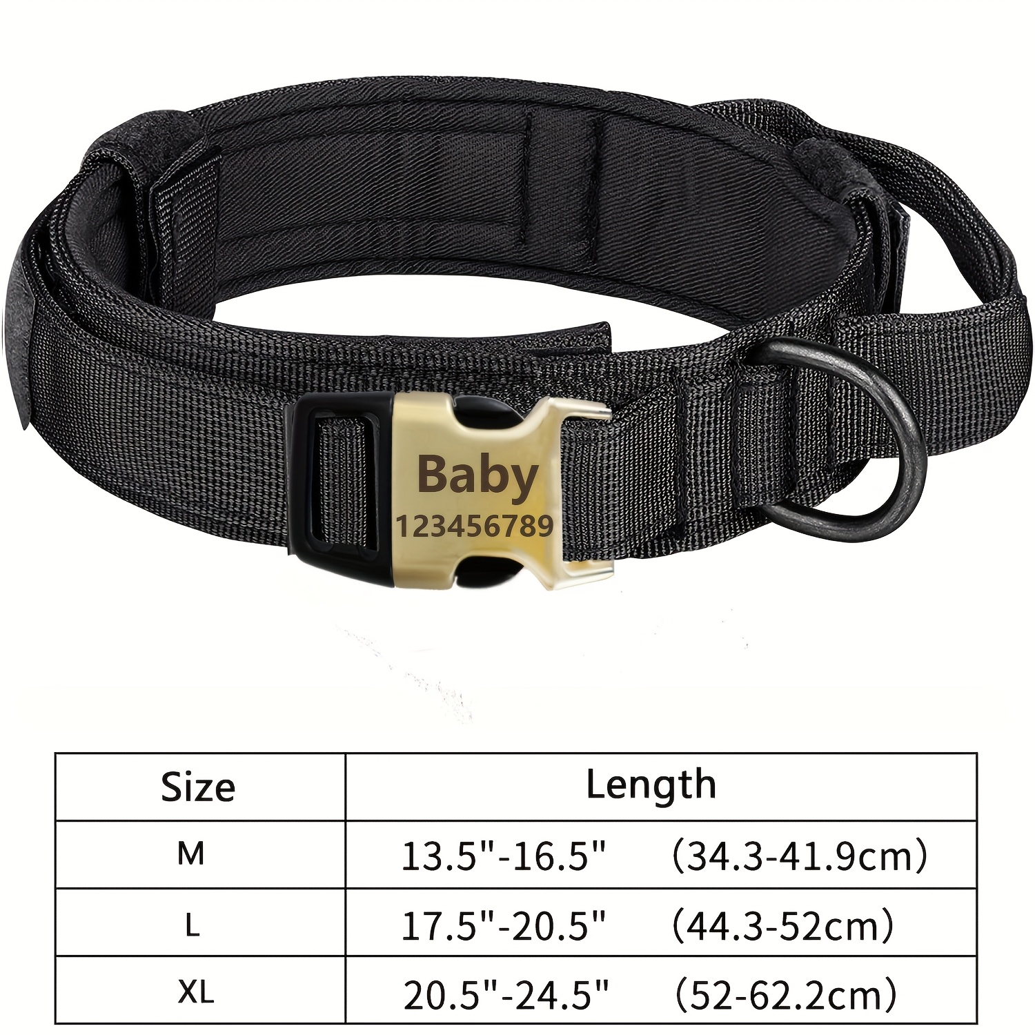 E-shop Taktisches Hundehalsband, verstellbares Trainings-Nylon-Hundehalsband mit Kontrollgriff schwerer Metallschnalle für mittelgroße große Hunde
