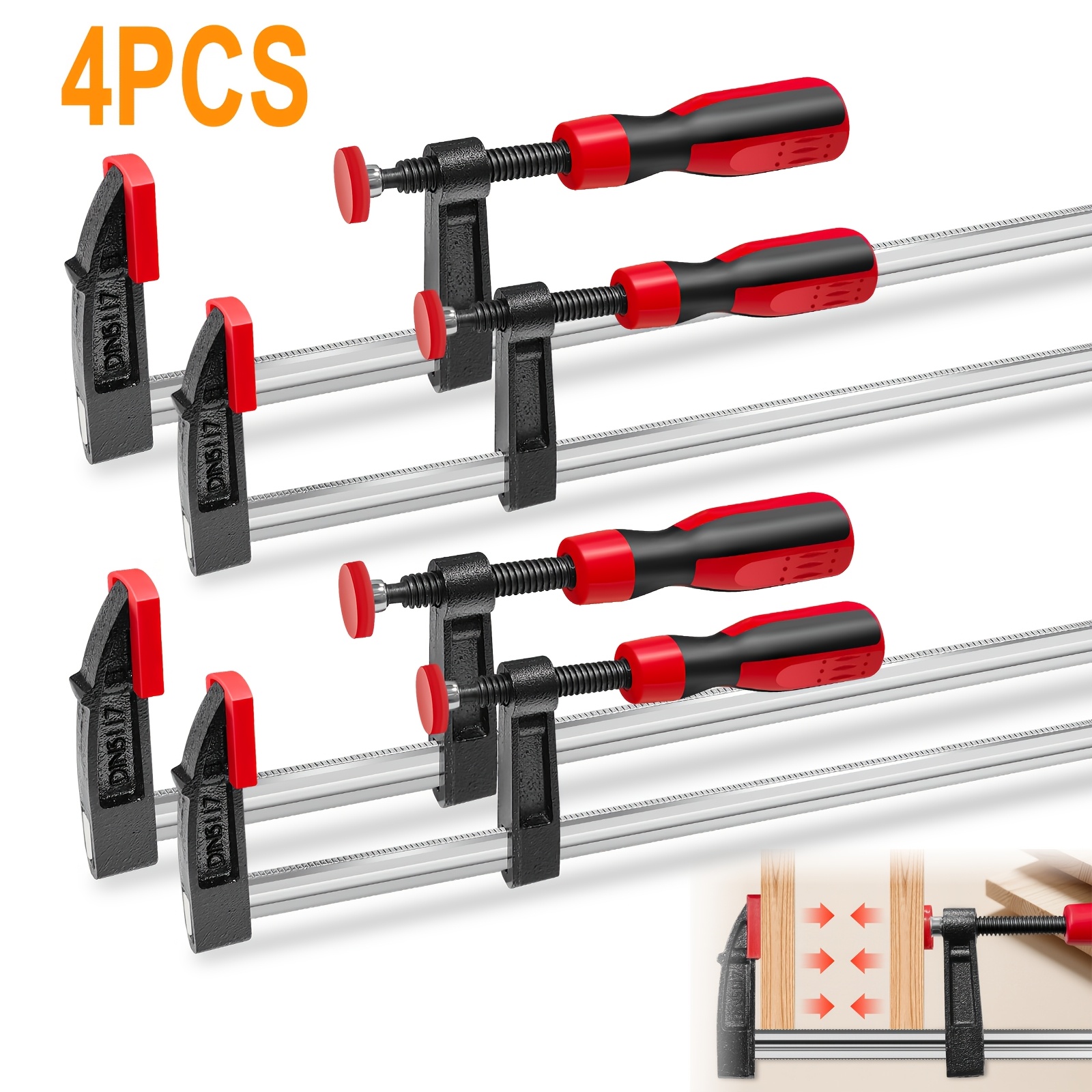 Image of Clamp Set 12 Inch 4pcs F Clamp Adjuster For Woodworking, Metalworking, And