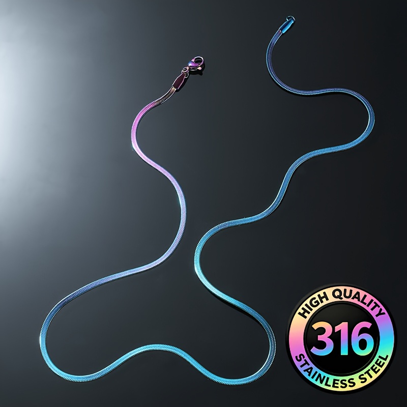 Women's 18K Gold Plated Iridescent Snake Bone Necklace