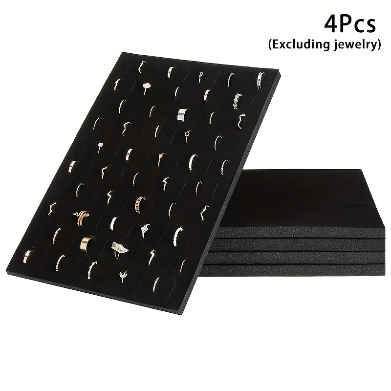 4pcs 100 Hole Sponge Ear Studs Finger Ring Storage Tray, Ring Organizer Stackable Jewelry Tray For Drawer, For Retail Showcase, Counter , Jewelry Trays