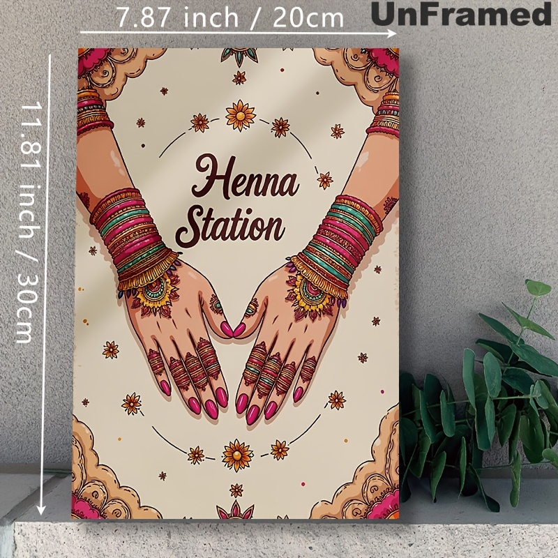 TEMU 2d Flat, 2d Flat, 2d Flat 1pc Joy Canvas Prints Poster Frameless, Henna Station Poster # Mehndi Station Table Sign Mehndi Decor Dholki Party