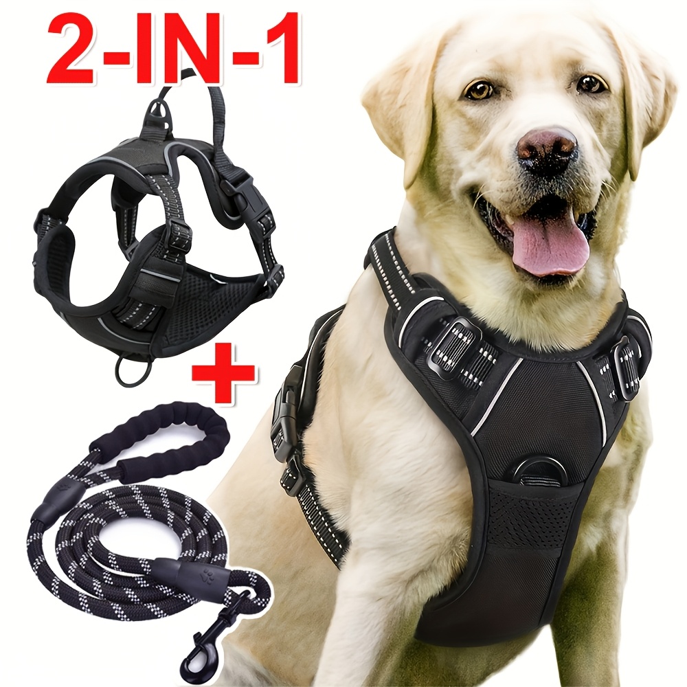 FEimaX Dog Harness And Leash Set, No Pull Breathable Soft Mesh Puppy Vest Harness Reflective Adjustable Pet Harnesses For Small Medium Dogs And Cats - Outdoor Easy Control For Walking
