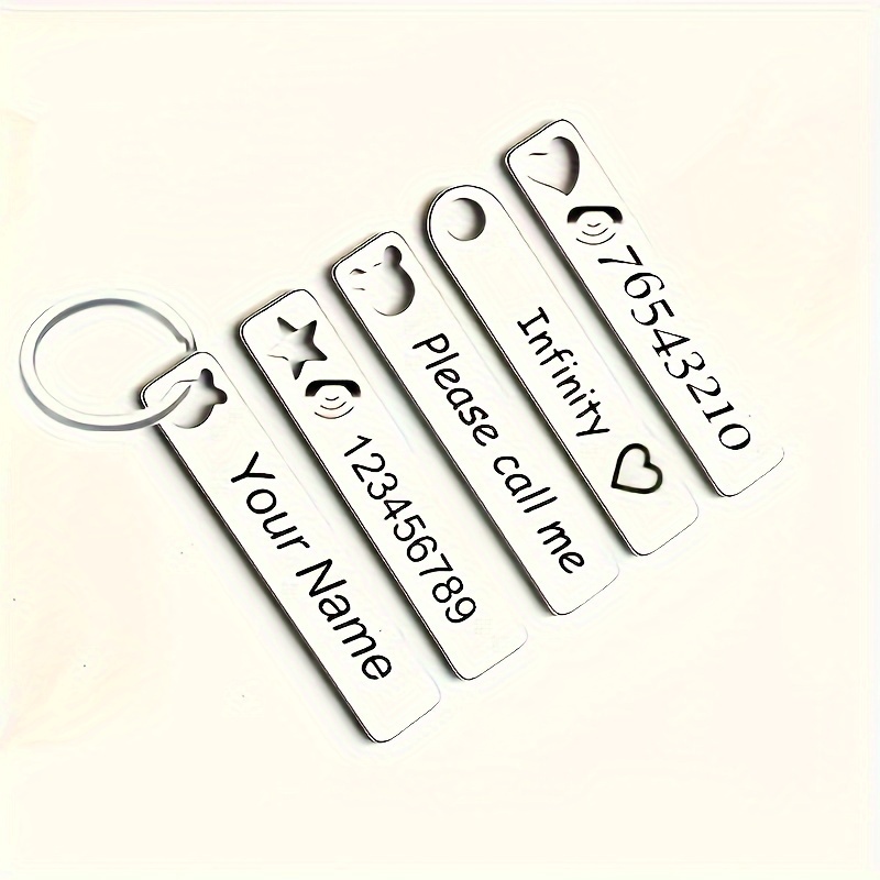 

Customizable Stainless Steel Keychain With Contact Information Tag, Engraved Personalized Keyring, Simple Metal Key Holder, Non-braided, Laser Customized Identification Key Tag