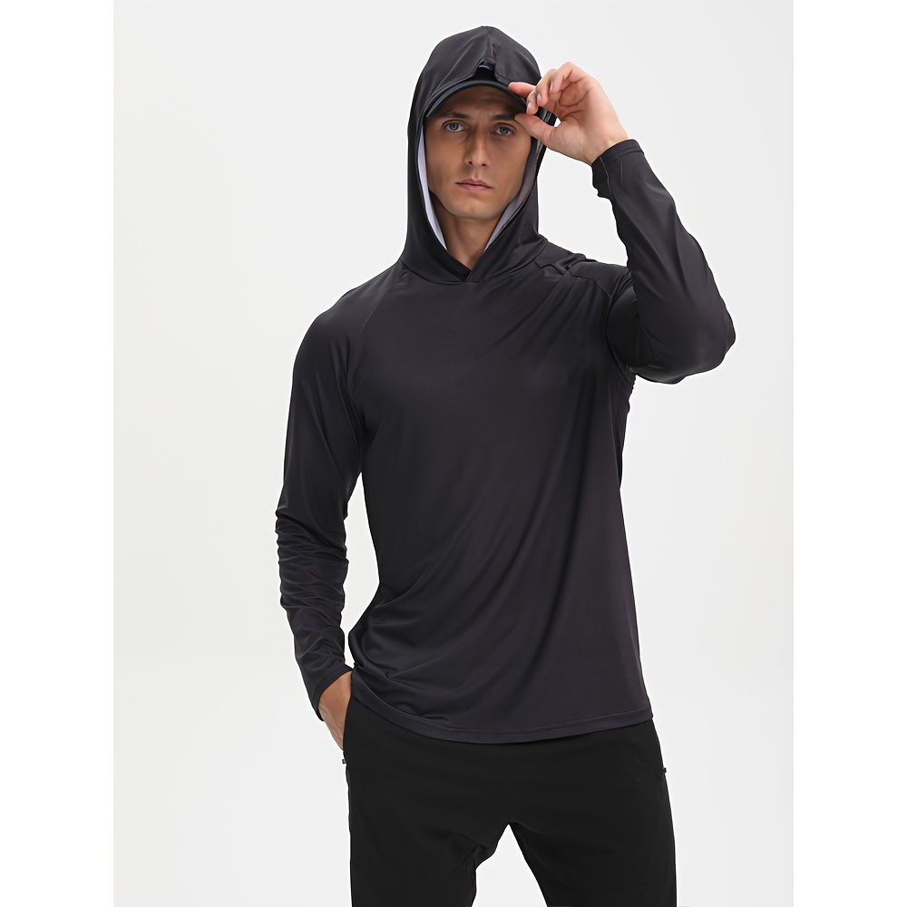 Men's UPF 50+ Sun Protection Hoodie, Long Sleeve Comfy Quick Dry Tops For  Men's Outdoor Fishing Activities