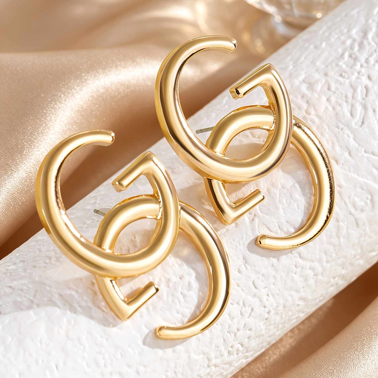 Image of 1/2 Pair Fashion Easy Individual Letter "g" Stud Earrings Set Suitable For Women' Vacation Banquet Party Wear, Suitable For Gifting , Mother's Day Gift