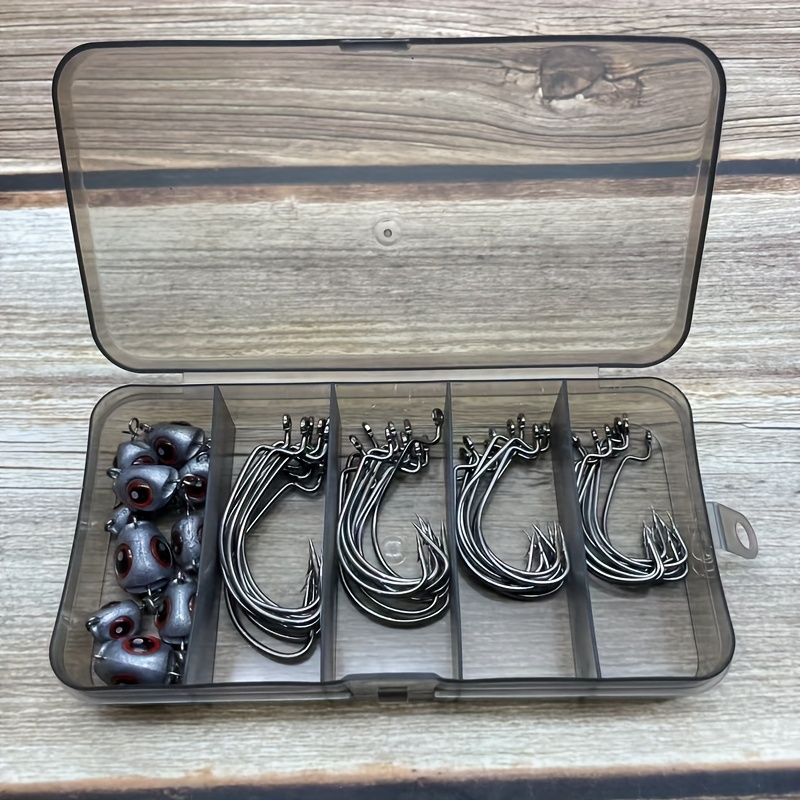 50pcs Per Box Of Obstacle Lead Sinker Crank Hook Set, Designed To Prevent Snagging On , Suitable Rigging For Catching Perch And