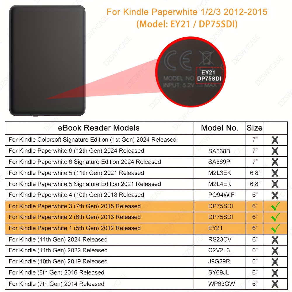 Custodia Per Kindle Paperwhite 6/7th Gen - Auto Sleep/Wake, Design Protettivo