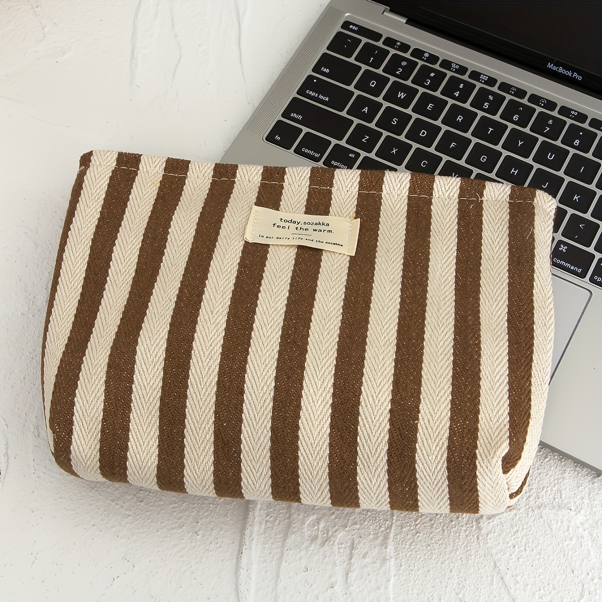 E-shop Frische gestreifte Kosmetiktasche, Handliche Kosmetikaufbewahrungstasche, Freizeit-Reise-Kosmetiktasche mit großem Fassungsvermögen,